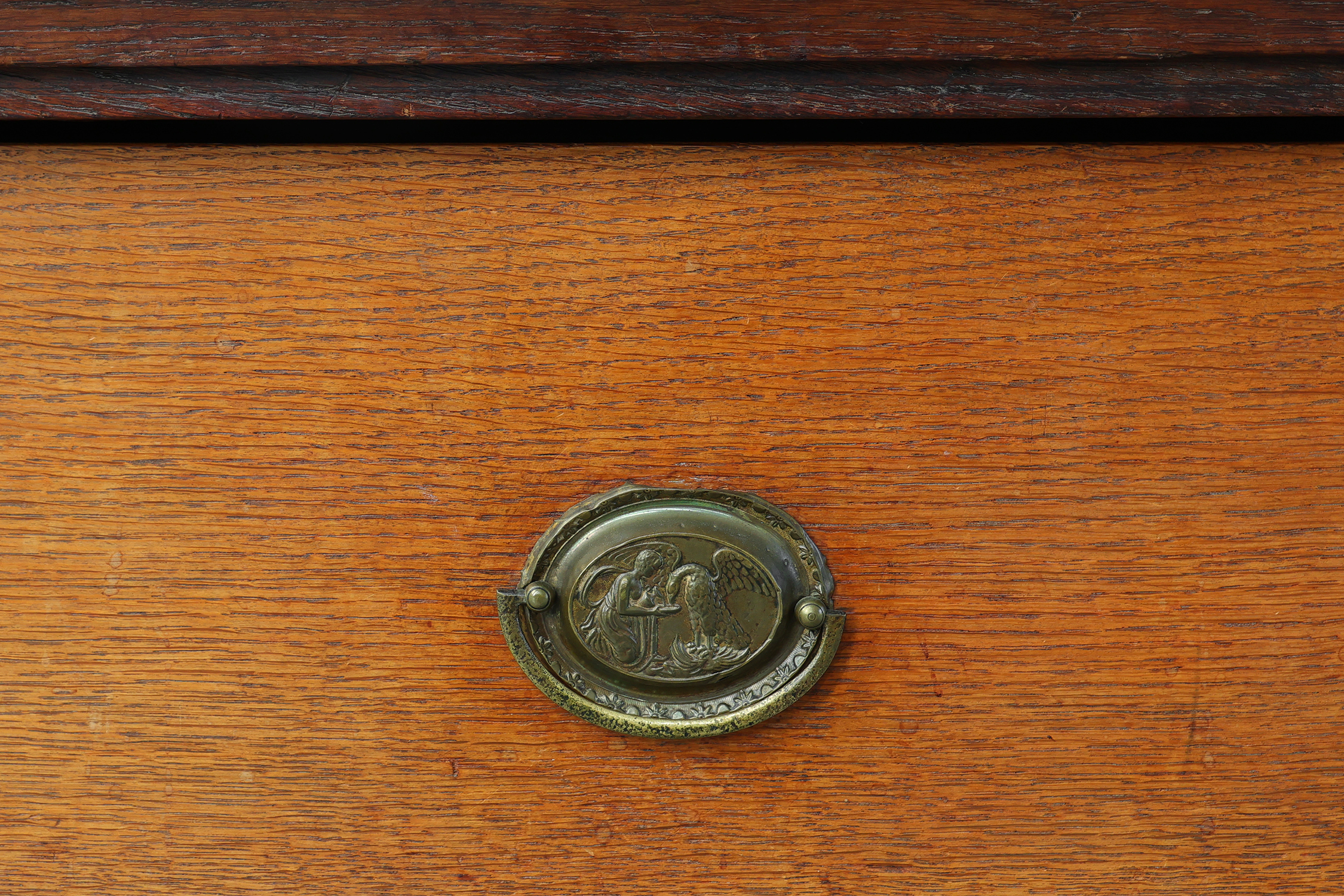 French Louis XVI Oak Commode with Fluted Corner Posts and Brass Handles, circa 1800thumbnail